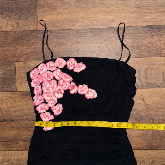 Betsey Johnson New York Size Large Dress Floral Detail Vintage Ruched Overlay - Picture 8 of 14